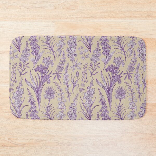 Item preview, Purple Flower Toile de Jouy Inspired Pattern designed and sold by janesbotanics.