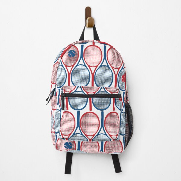Item preview, All tennis rackets pattern: red and navy blue on white backbround designed and sold by FK-UK.