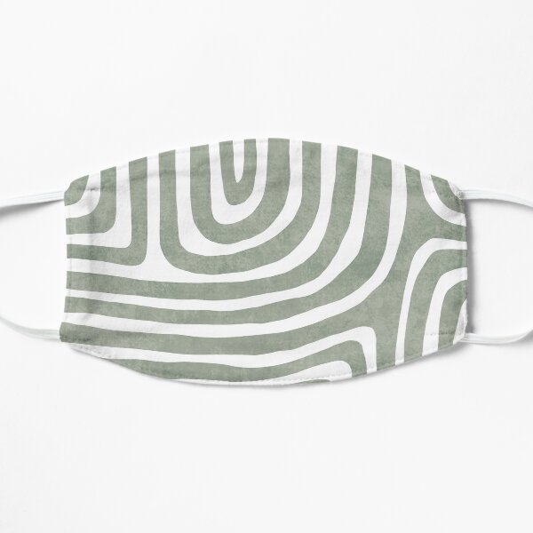Sage green line art Flat Mask