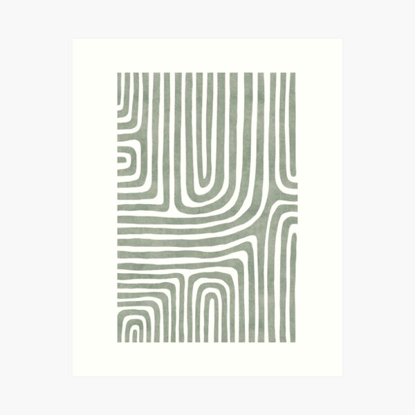 Sage green line art Art Print