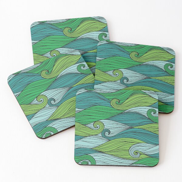 Item preview, Abstract cartoon Green Ocean Waves designed and sold by Vector Scout Lab.