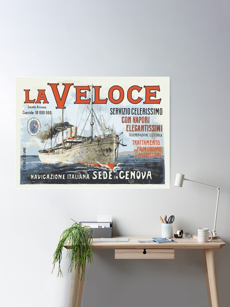 La Veloce Navigazione Italiana a Vapore Color Poster Poster