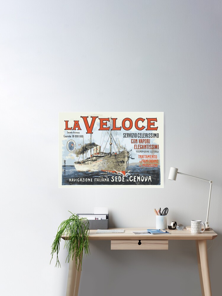 La Veloce Navigazione Italiana a Vapore Color Poster Poster