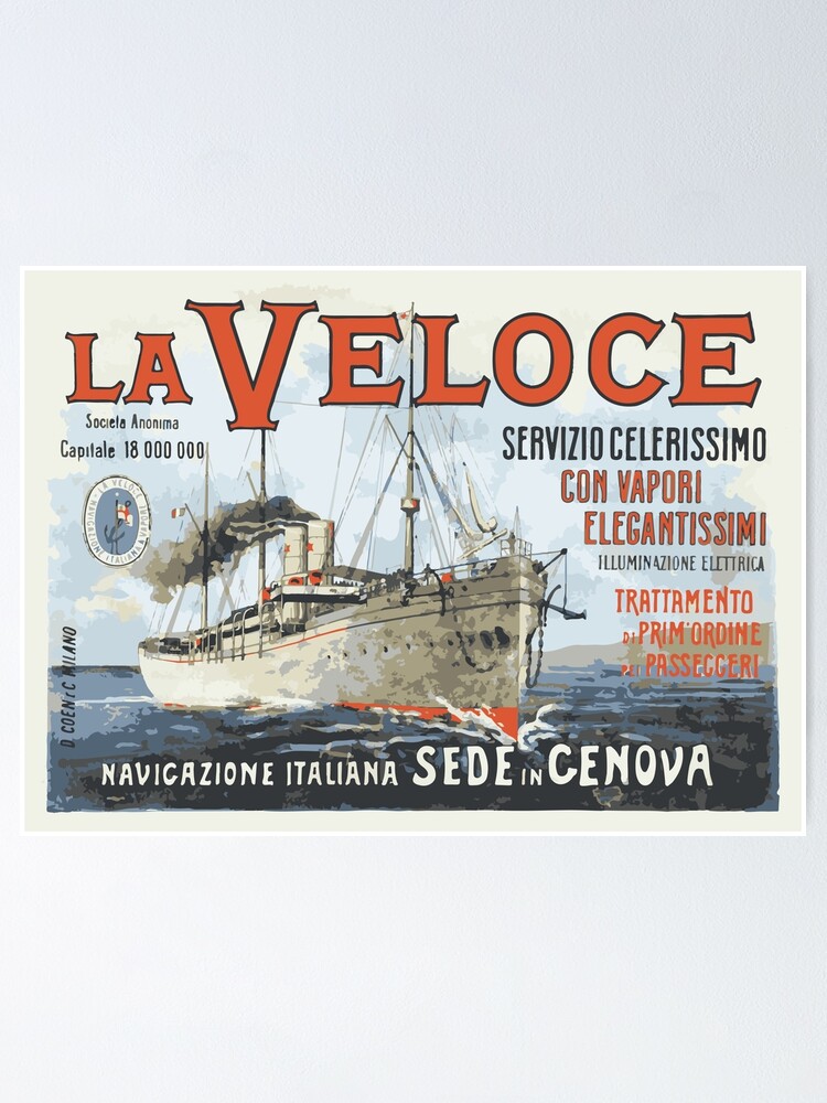 La Veloce Navigazione Italiana a Vapore Color Poster Poster