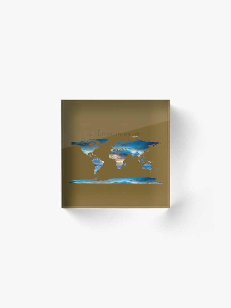 Alternate view of Worldmap - adventure awaits Acrylic Block
