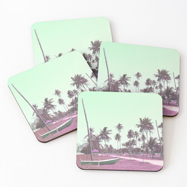 Item preview, Beach Boat & Coconut Trees (Pink) designed and sold by Kelvin Poh.