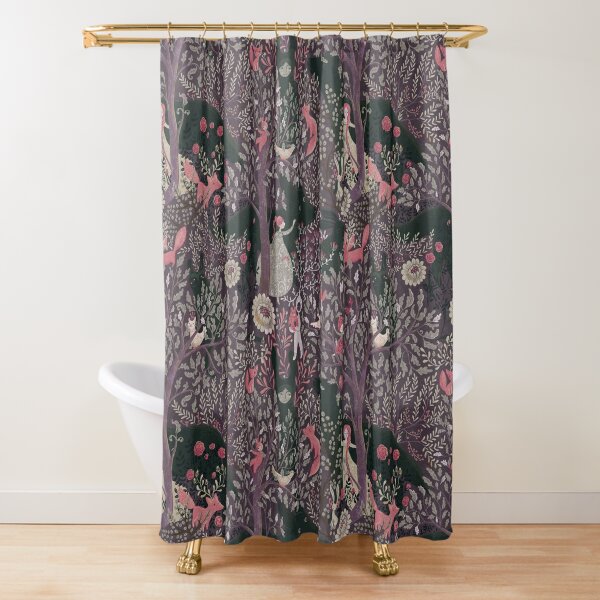 Shower Curtain Bathroom Shower and Bathtub,Colored Forest Tree Fox