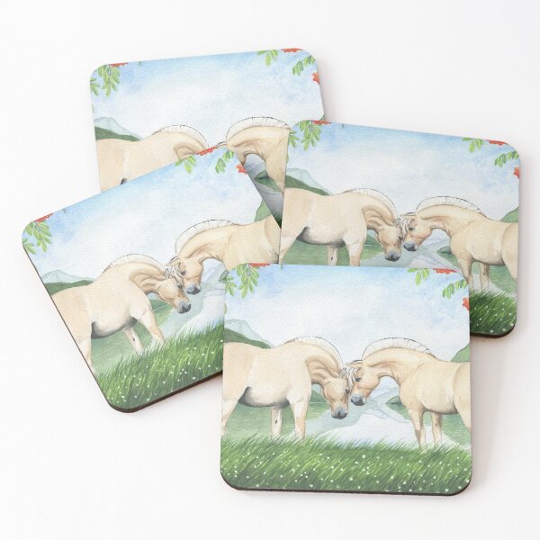 Item preview, Norwegian horses in a fjord landscape designed and sold by hollywutz.