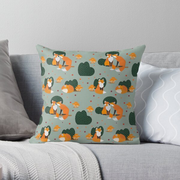 Foxes in the forest Throw Pillow