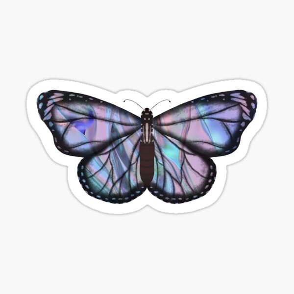 Blue Holo Effect Butterfly Sticker