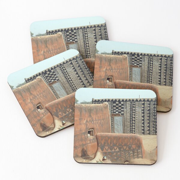 Item preview, Village Street Decorated Buildings African Art, Burkina Faso designed and sold by worldways.