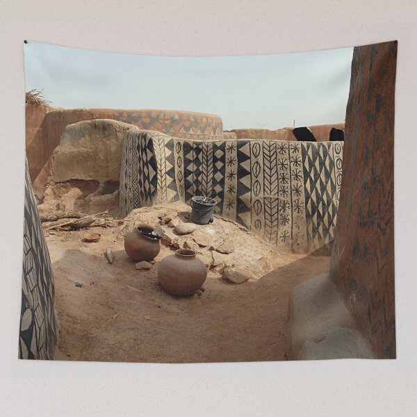 Item preview, Village Square Decorated Houses African Art, Burkina Faso designed and sold by worldways.