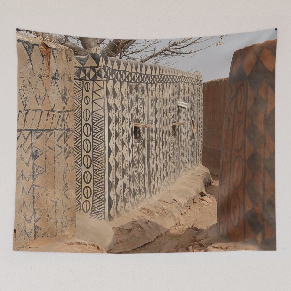 Item preview, Village Street Decorated House Facades, Geometric Pattern.Burkina Faso designed and sold by worldways.
