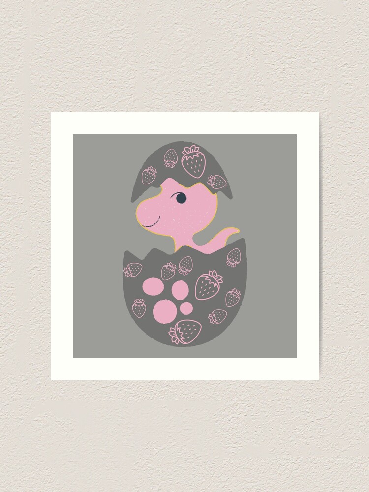 "Cute Baby Dino Strawberry Dinosaur" Art Print by m95sim Redbubble