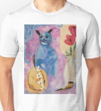 Blue China Cat by Suzanne Marie Leclair Slim Fit T-Shirt