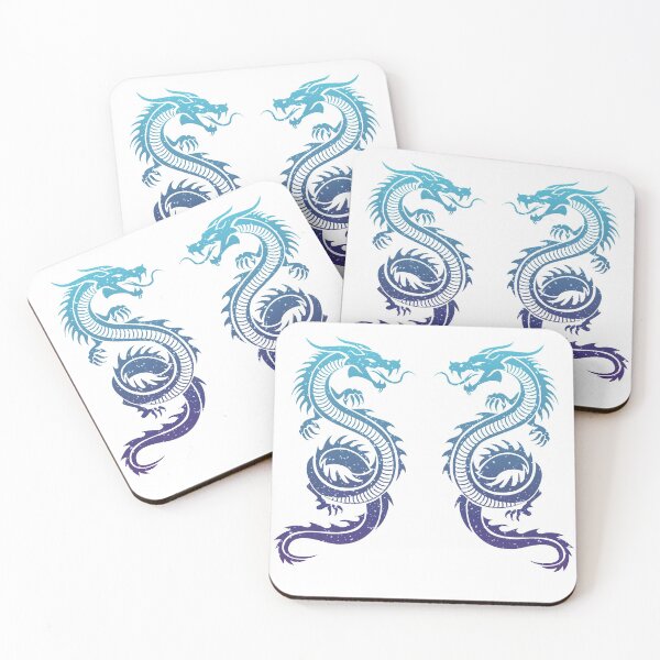 Item preview, Twin Dragons In Blue Gradient designed and sold by Prachis-Corner.