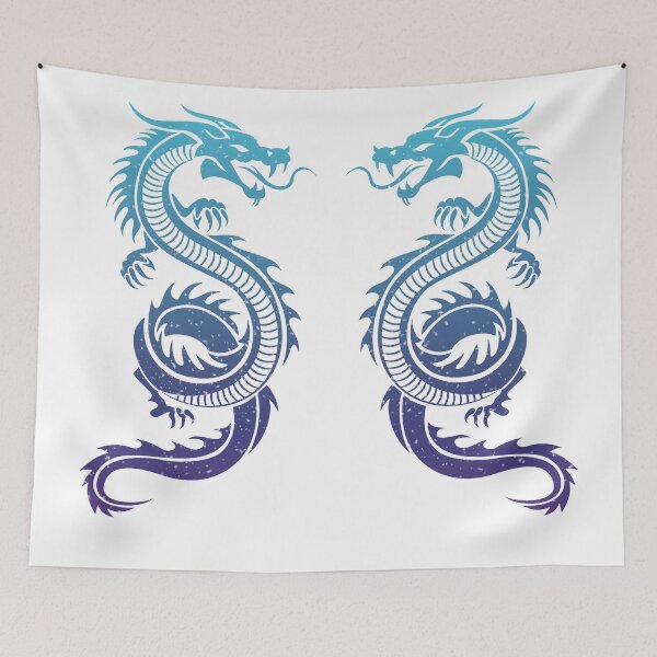 Item preview, Twin Dragons In Blue Gradient designed and sold by Prachis-Corner.