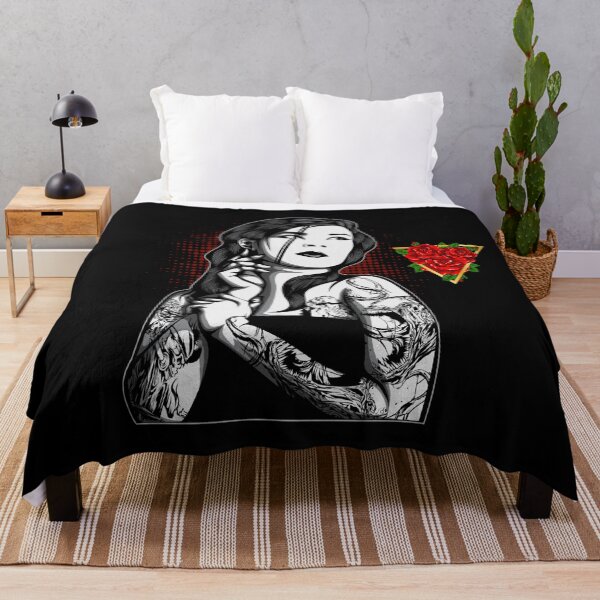 Item preview, Three Red Rose Golden Triangle Gothic Tattoo Girl With Black Hair designed and sold by darknessjeff86.