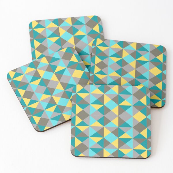 Item preview, Geometric triangle grey, blue, yellow and dark grey pattern designed and sold by ExploreStore.