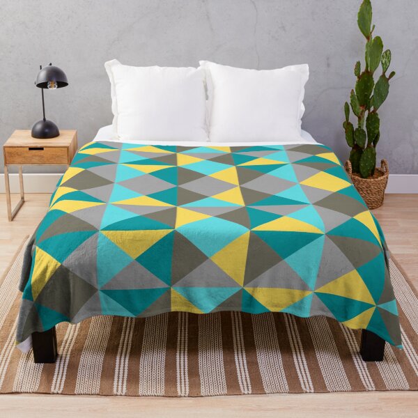 Item preview, Geometric triangle grey, blue, yellow and dark grey pattern designed and sold by ExploreStore.