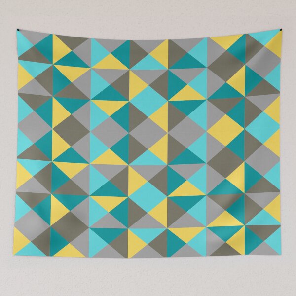 Item preview, Geometric triangle grey, blue, yellow and dark grey pattern designed and sold by ExploreStore.