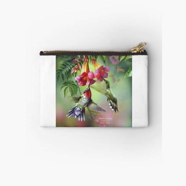 Item preview, ruby throat hummingbirds with trumpet vines designed and sold by BrushWorks.