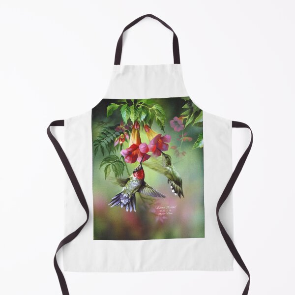 Item preview, ruby throat hummingbirds with trumpet vines designed and sold by BrushWorks.