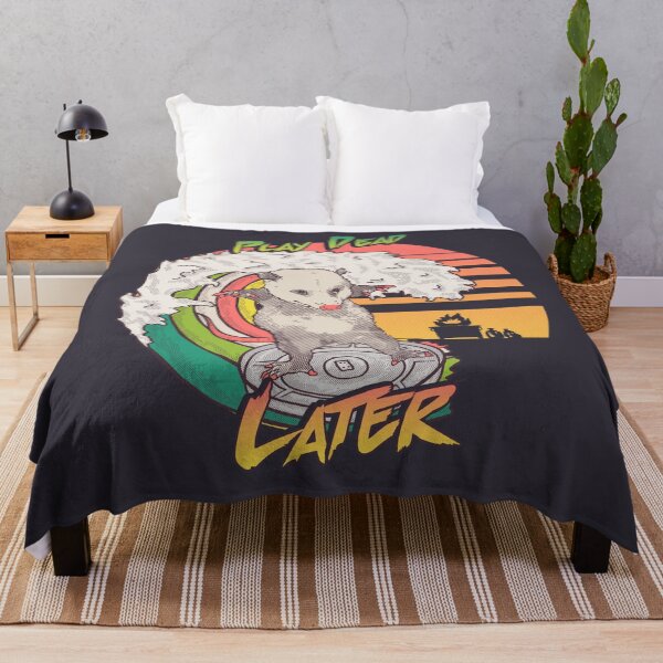 Item preview, Play Dead Later - Funny Swag Possum Rainbow Surfing on a Dumpster Can Lid | Lets Eat Trash and get Hit by a Car Live Ugly Cats Summer Vibes Street Playing Possum Fake your death Poss BPD Vibe Check designed and sold by Any Color Designs.