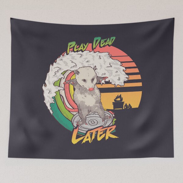 Item preview, Play Dead Later - Funny Swag Possum Rainbow Surfing on a Dumpster Can Lid | Lets Eat Trash and get Hit by a Car Live Ugly Cats Summer Vibes Street Playing Possum Fake your death Poss BPD Vibe Check designed and sold by Any Color Designs.