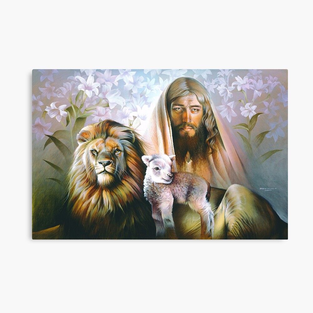 Lion And Lamb And Jesus Poster By Brushworks Redbubble