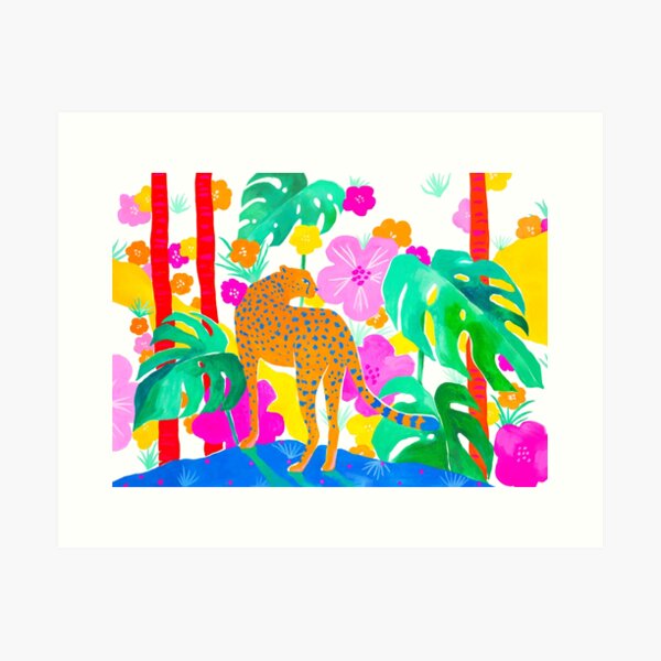 Jaguar in Tropical Garden Art Print