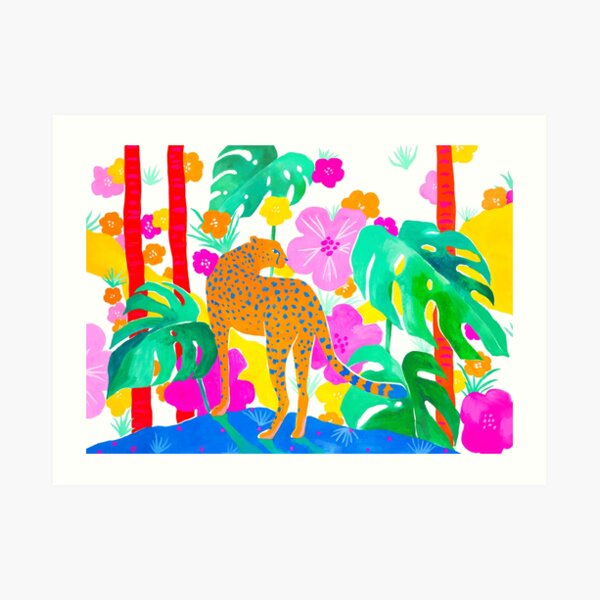 Jaguar in Tropical Garden Art Print