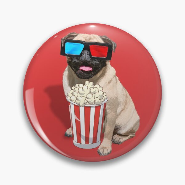 Item preview, Funny Cinema Pug Dog with Popcorn and Glasses designed and sold by MOKA META.