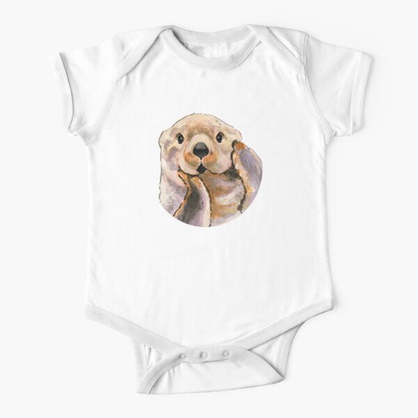 Sea otter (white background) Short Sleeve Baby One-Piece
