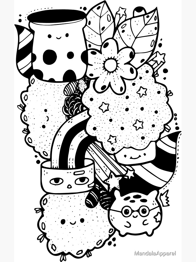 Cute doodle art coloring page