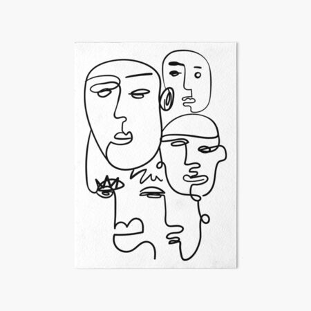 Abstract Faces Art Board Print for Sale by Tinteria