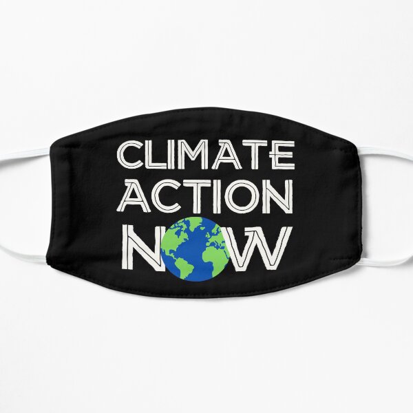 Climate Action Now (weiß, blau, grün) - Streik zur Rettung der Erde und der Umwelt Flache Maske