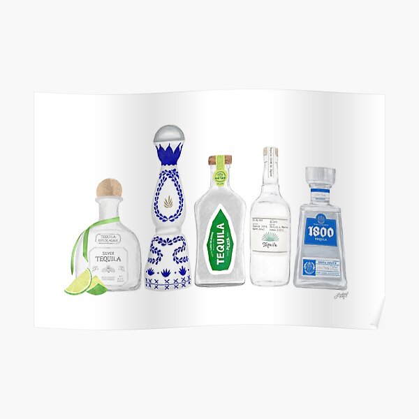 Tequila Bottles Illustration Poster