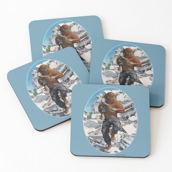 Item preview, Monster Action Superhero Carrying Child Fantasy Image designed and sold by HelmsArt.