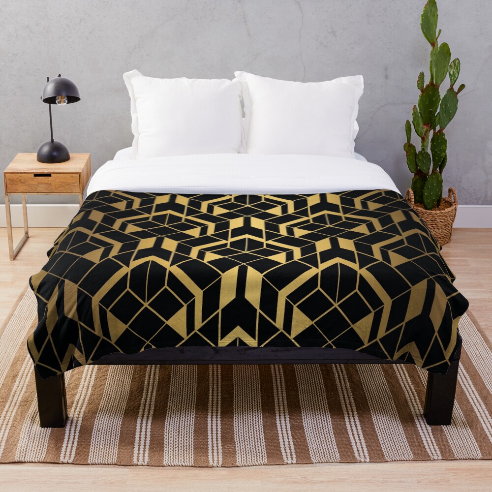 "Heavy Faux Foil Gold and Black Diamond Vintage Art Deco Geometric