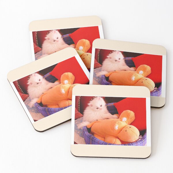 Item preview, White Persian Fluffy Baby Cat Vanda Playing with A Hippo (Photo by ACCI) designed and sold by VanyssaGraphics.