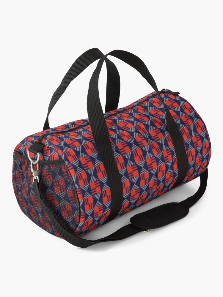 Alternate view of vintage London underground tube seat pattern Duffle Bag