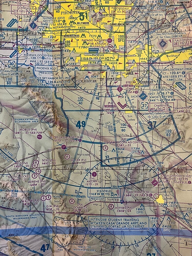 "Arizona aviation sectional chart PHX area" Poster for Sale by