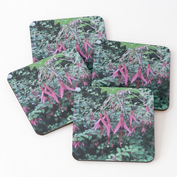 Item preview, grained and dark fuchsia flower and green leaves photo designed and sold by robinverheul.