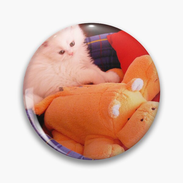 Item preview, White Persian Fluffy Baby Cat Vanda Playing with A Hippo (Photo by ACCI) designed and sold by VanyssaGraphics.
