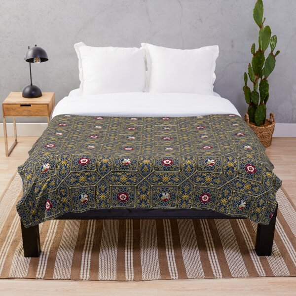 Hampton Court Renaissance Heraldic Tudor Rose Throw Blanket