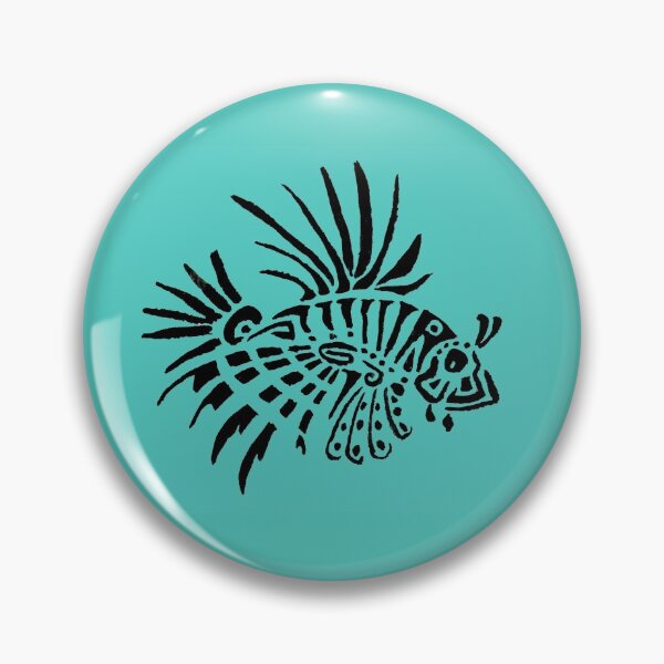 Item preview, Lionfish Tattoo - turquoise background designed and sold by Zamen.