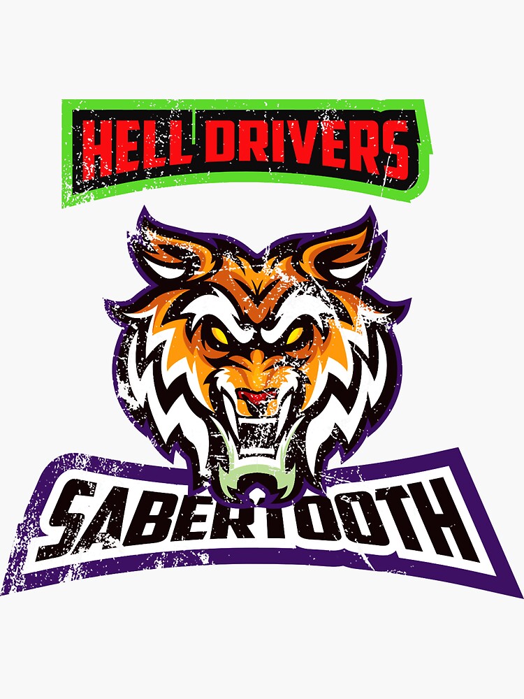 Thumbnail 3 of 3, Sticker, Hell Driver Saber-Tooth designed and sold by Benjamin Wallace.