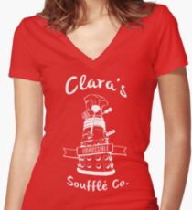 Clara's Impossible Soufflé Company (White) Women's Fitted V-Neck T-Shirt