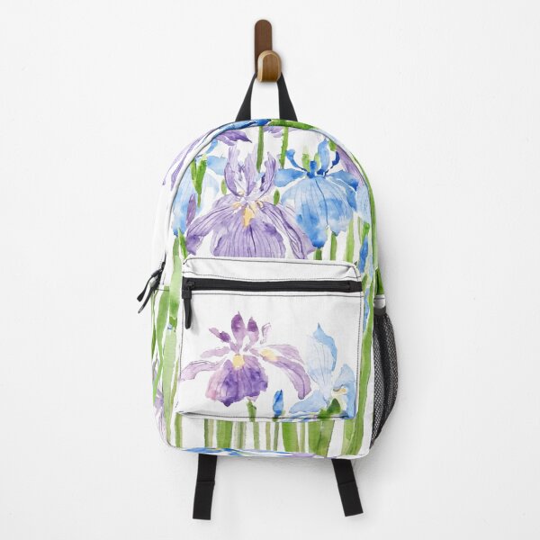 Item preview, hand painted blue and purple iris branch watercolor designed and sold by ColorandColor.